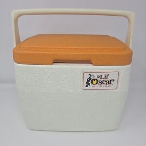 Vintage 1980's Coleman Lil Oscar Ice Cooler Lunch Box Orange White